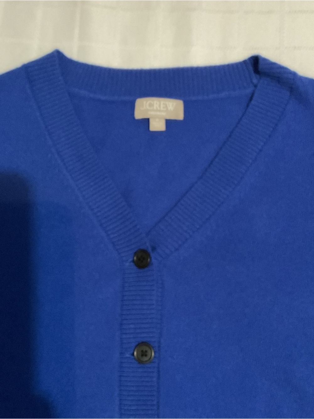 J. Crew 100% Cashmere Lightweight Luxury Cobalt Blue Cropped Cardigan Sweater M - Picture 6 of 16
